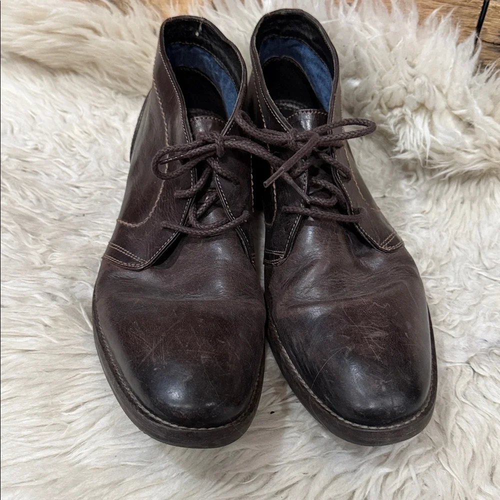 Johnston & Murphy Men’s Brown Leather Warner Chukka Boots Size 10‎ Lace Up